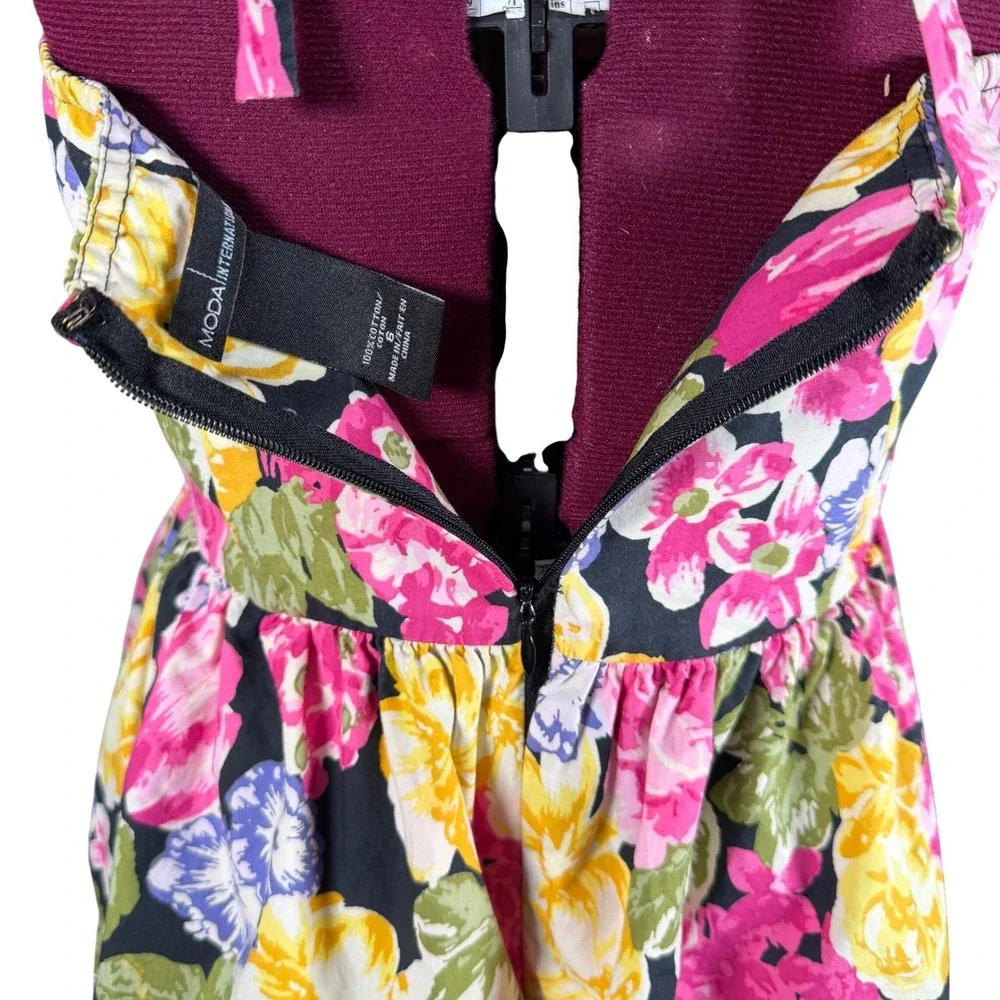 Moda International Floral Halter Dress Cotton Tiered Peplum Retro Y2K Vtg Size 6 - Picture 5 of 16
